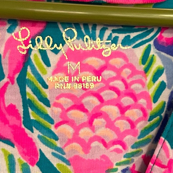 Lilly Pulitzer Pima Cotton Shift Dress M Pineapple Print Resortwear Beach Vacay - Picture 5 of 6